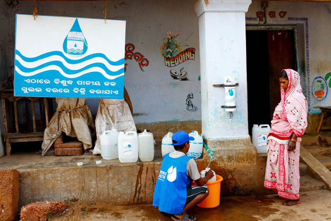 A shop selling Spring Health water 